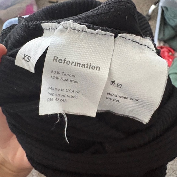 Reformation Black Ribbed Knit Wide Leg Jumpsuit Tencel Square Neck XS RN143248 - Picture 4 of 6